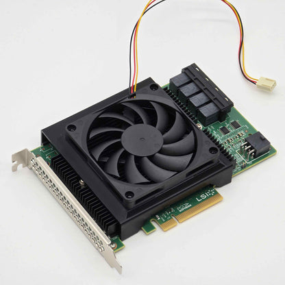LSI 9300-16i SAS HBA 80mm Cooling Fan Included + Shroud Cooler
