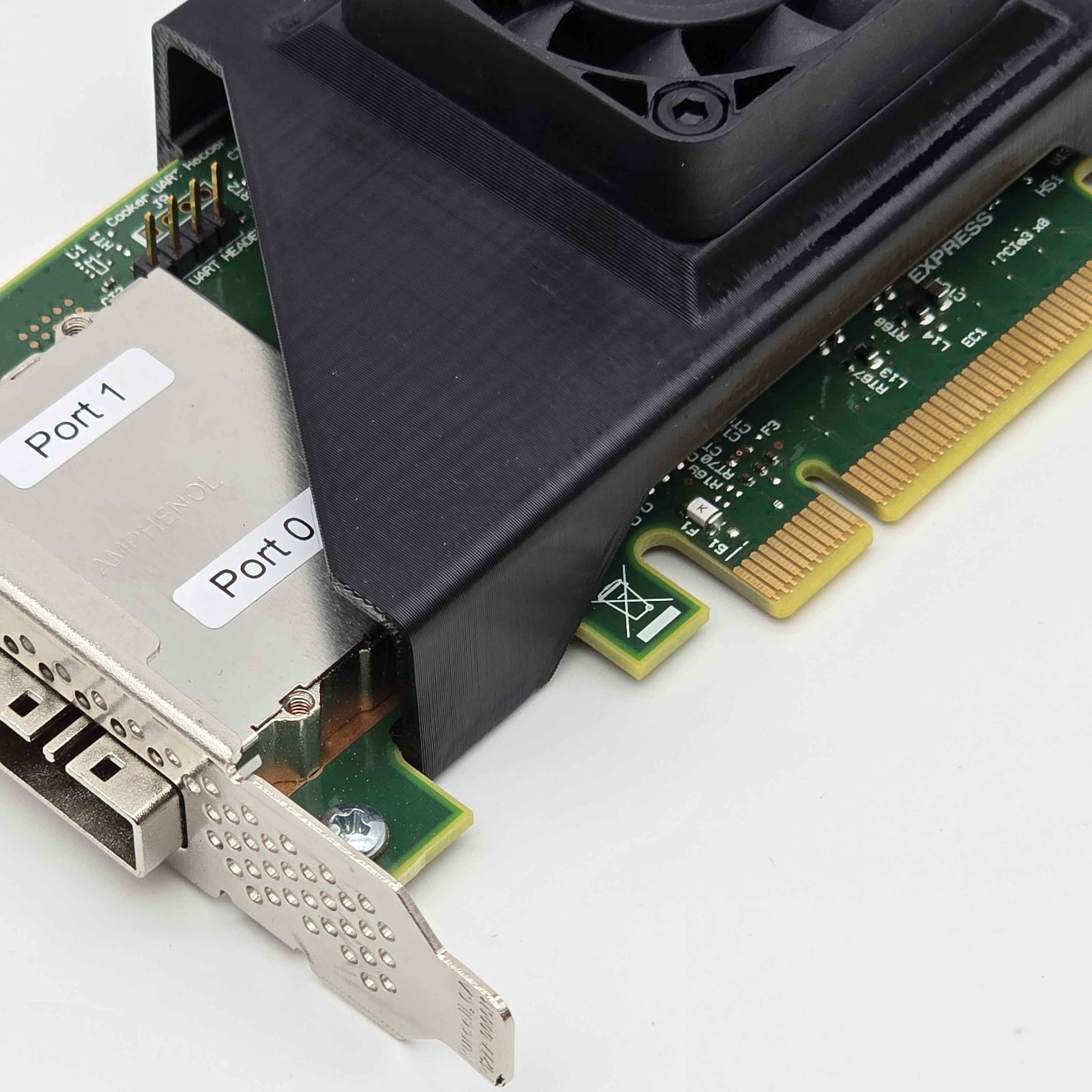 LSI 9207-8e SAS HBA 40mm Cooling Fan Included + Shroud Cooler