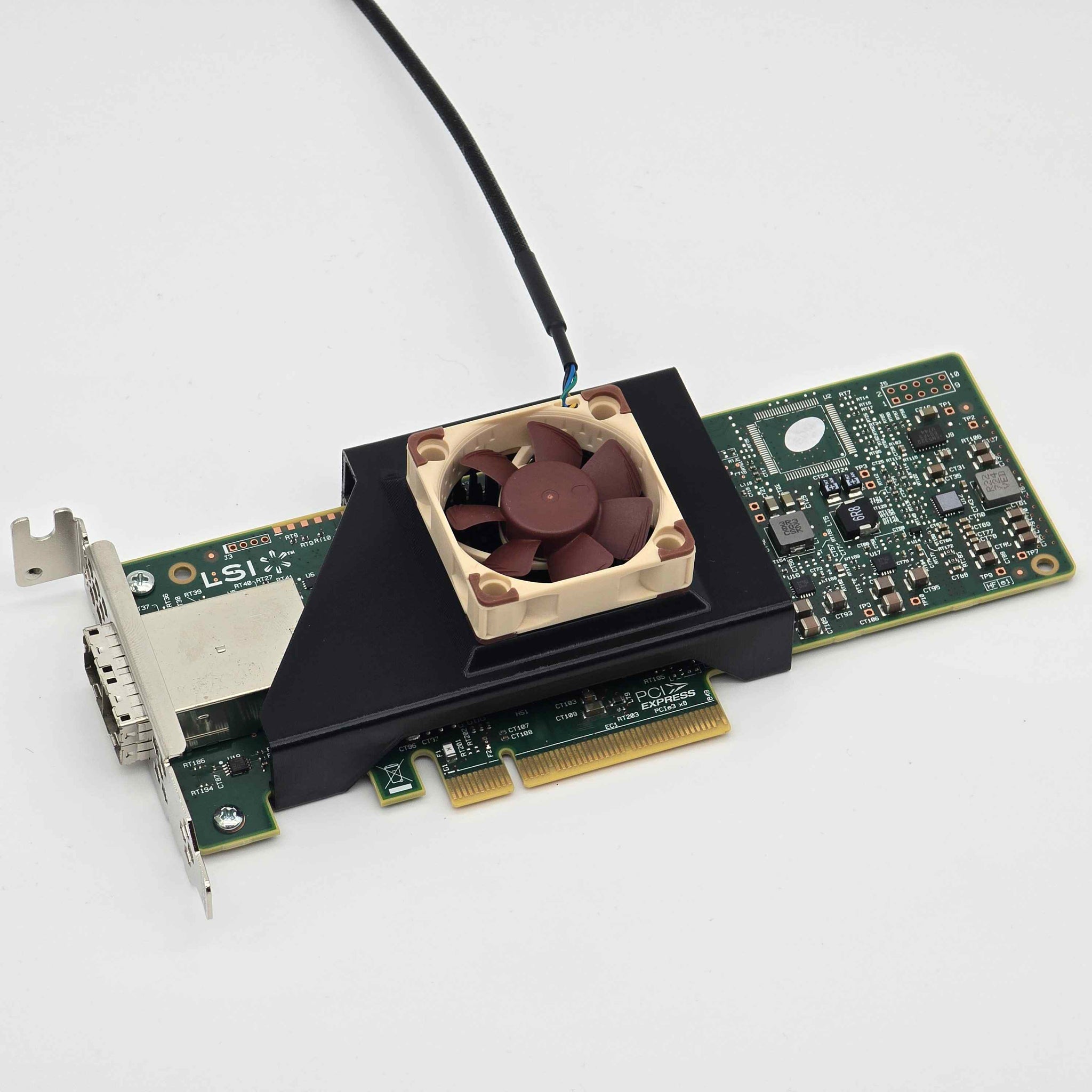 LSI 9300-8e SAS HBA Noctua 40mm Fan Mount Cooling Shroud Cooler
