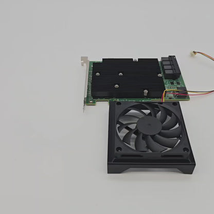 LSI 9300-16i SAS HBA 80mm Cooling Fan Included + Shroud Cooler